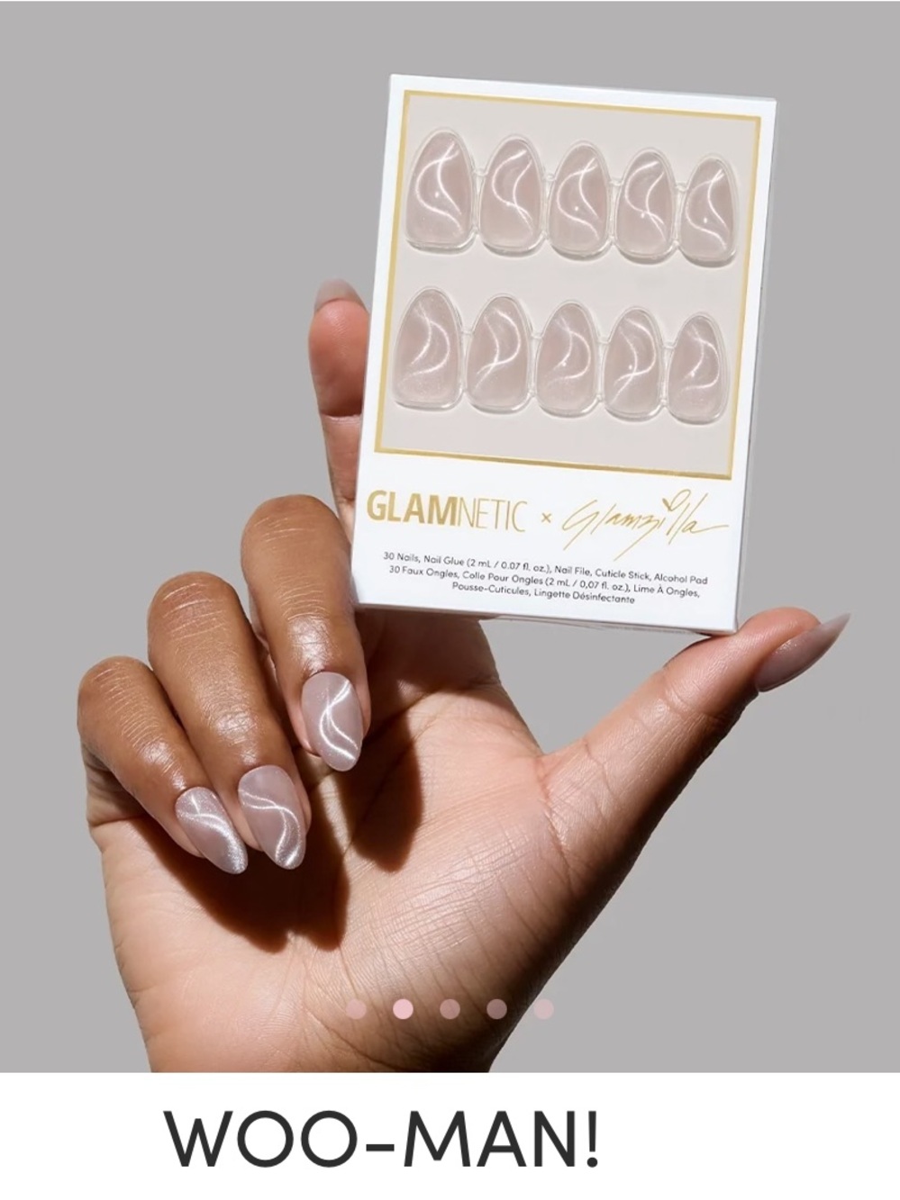GLAMNETIC x Glamzilla Nude Swirl Press-On Nails – Sheer Elegant Set Woo-Man!